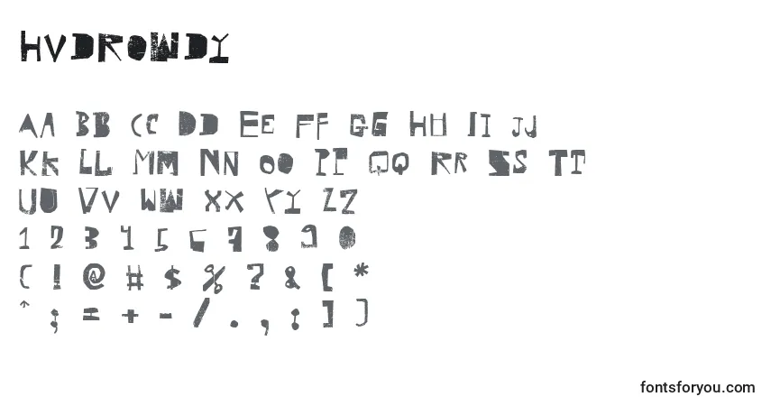 Шрифт HvdRowdy – алфавит, цифры, специальные символы