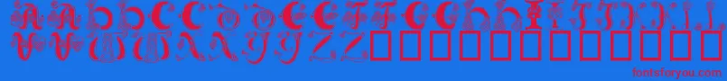 Celtic Knot-Schriftart – Rote Schriften auf blauem Hintergrund
