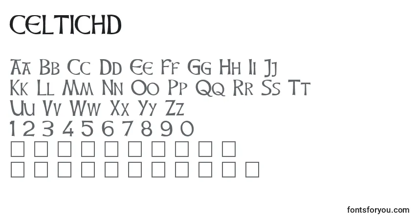 Czcionka CELTICHD – alfabet, cyfry, specjalne znaki