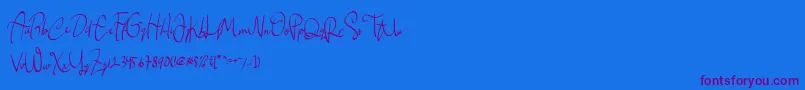 Cemaniey-Schriftart – Violette Schriften auf blauem Hintergrund