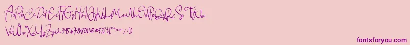 Cemaniey-Schriftart – Violette Schriften auf rosa Hintergrund