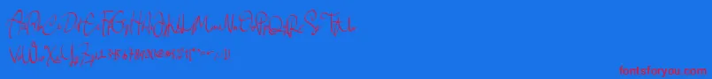 Cemaniey-Schriftart – Rote Schriften auf blauem Hintergrund