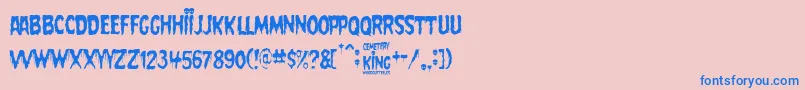 フォントCemetery King – ピンクの背景に青い文字