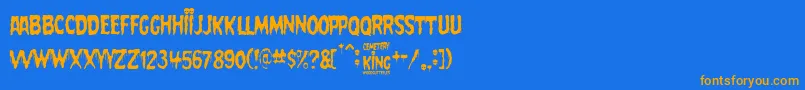 Czcionka Cemetery King – pomarańczowe czcionki na niebieskim tle