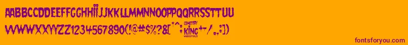 Fonte Cemetery King – fontes roxas em um fundo laranja