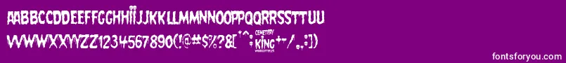 Cemetery King-Schriftart – Weiße Schriften auf violettem Hintergrund