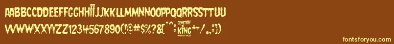 Cemetery King-Schriftart – Gelbe Schriften auf braunem Hintergrund