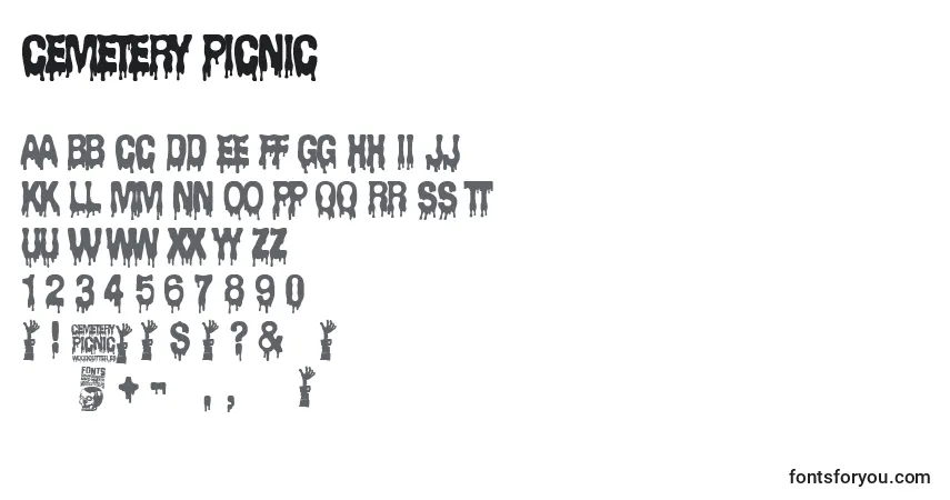 Czcionka Cemetery Picnic – alfabet, cyfry, specjalne znaki
