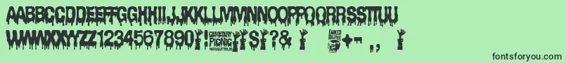 Cemetery Picnic Font – Black Fonts on Green Background