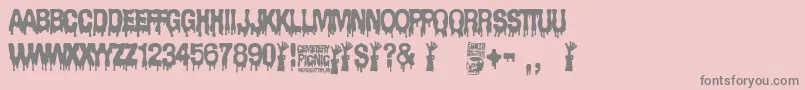 Cemetery Picnic Font – Gray Fonts on Pink Background