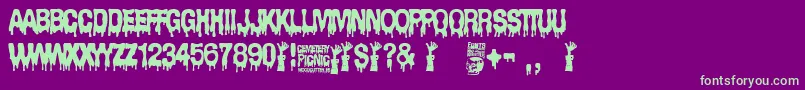 Cemetery Picnic Font – Green Fonts on Purple Background