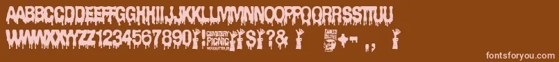 Cemetery Picnic Font – Pink Fonts on Brown Background
