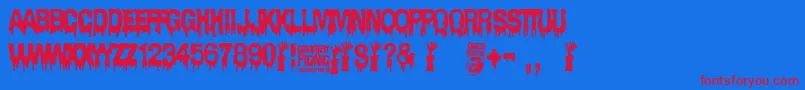 Cemetery Picnic Font – Red Fonts on Blue Background