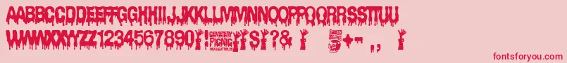 Cemetery Picnic Font – Red Fonts on Pink Background