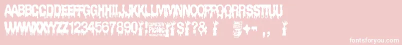 Cemetery Picnic Font – White Fonts on Pink Background