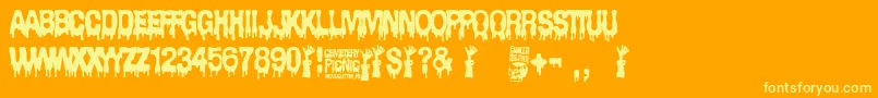 Cemetery Picnic Font – Yellow Fonts on Orange Background