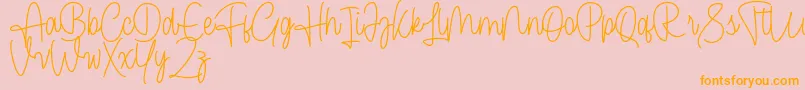 Cendolita Script Free-Schriftart – Orangefarbene Schriften auf rosa Hintergrund