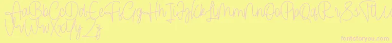 Cendolita Script Free-Schriftart – Rosa Schriften auf gelbem Hintergrund