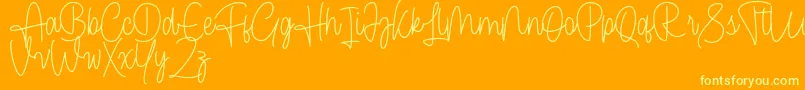 Cendolita Script Free-Schriftart – Gelbe Schriften auf orangefarbenem Hintergrund