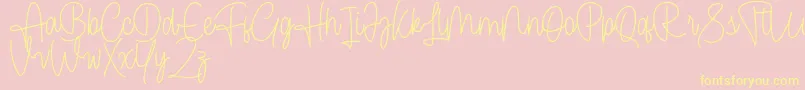 Fonte Cendolita Script Free – fontes amarelas em um fundo rosa