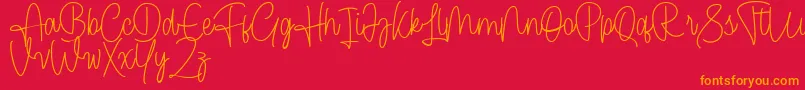 Cendolita Script Free Font – Orange Fonts on Red Background