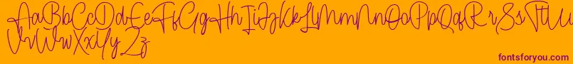 Cendolita Script Free Font – Purple Fonts on Orange Background