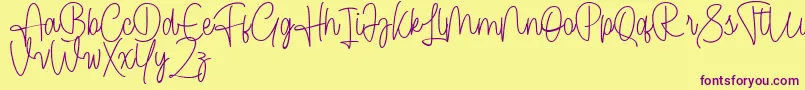 Cendolita Script Free Font – Purple Fonts on Yellow Background