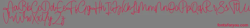 フォントCendolita Script Free – 赤い文字の灰色の背景