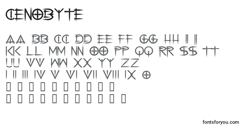 A fonte Cenobyte (123029) – alfabeto, números, caracteres especiais