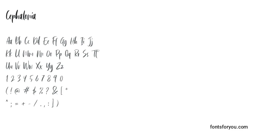 Шрифт Cephalonia (123032) – алфавит, цифры, специальные символы