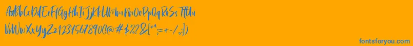 Cephalonia-Schriftart – Blaue Schriften auf orangefarbenem Hintergrund