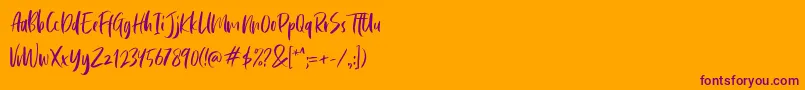 Cephalonia-Schriftart – Violette Schriften auf orangefarbenem Hintergrund