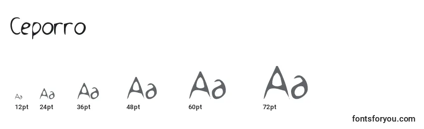 Размеры шрифта Ceporro
