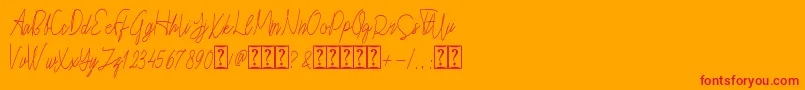 Cepttoni-Schriftart – Rote Schriften auf orangefarbenem Hintergrund