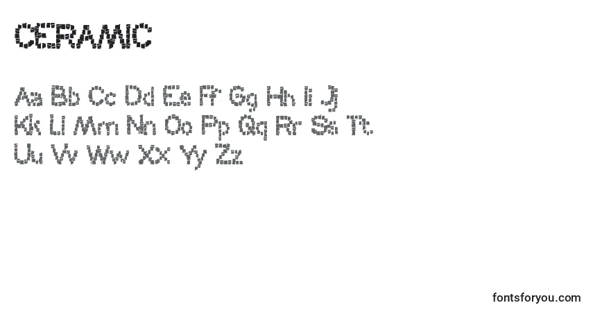 Schriftart CERAMIC (123036) – Alphabet, Zahlen, spezielle Symbole