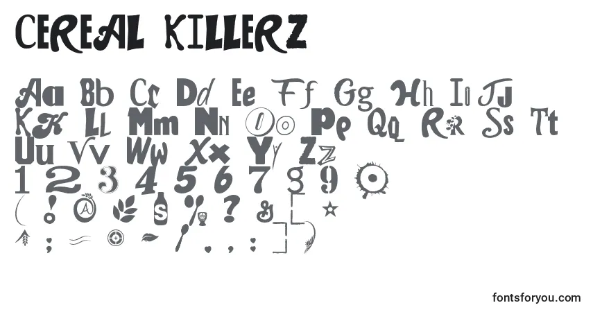 A fonte CEREAL KILLERZ – alfabeto, números, caracteres especiais