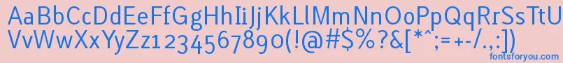 LacunaRegular Font – Blue Fonts on Pink Background