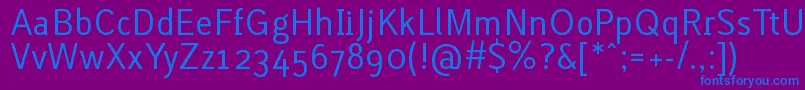 LacunaRegular Font – Blue Fonts on Purple Background