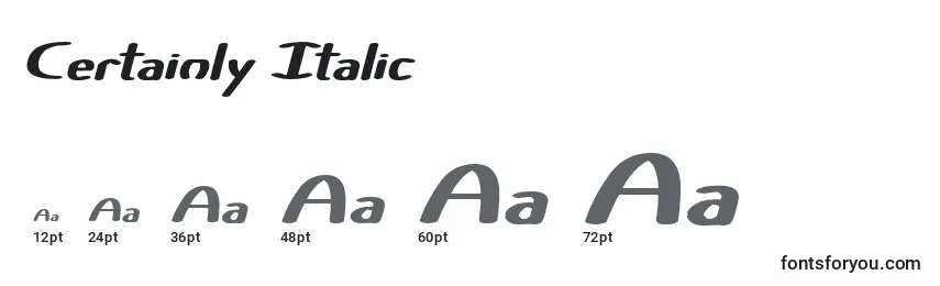 Größen der Schriftart Certainly Italic
