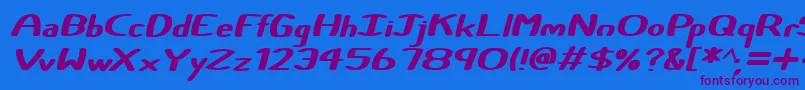 Certainly Italic Font – Purple Fonts on Blue Background