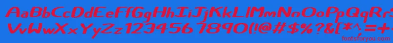 フォントCertainly Italic – 赤い文字の青い背景