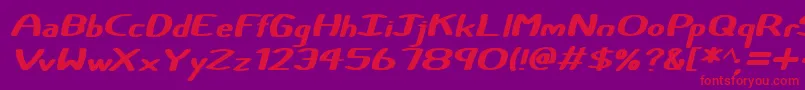 フォントCertainly Italic – 紫の背景に赤い文字