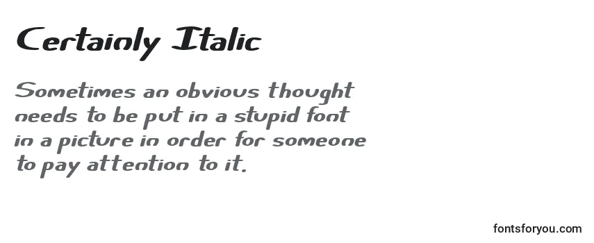Certainly Italic (123041) -fontin tarkastelu