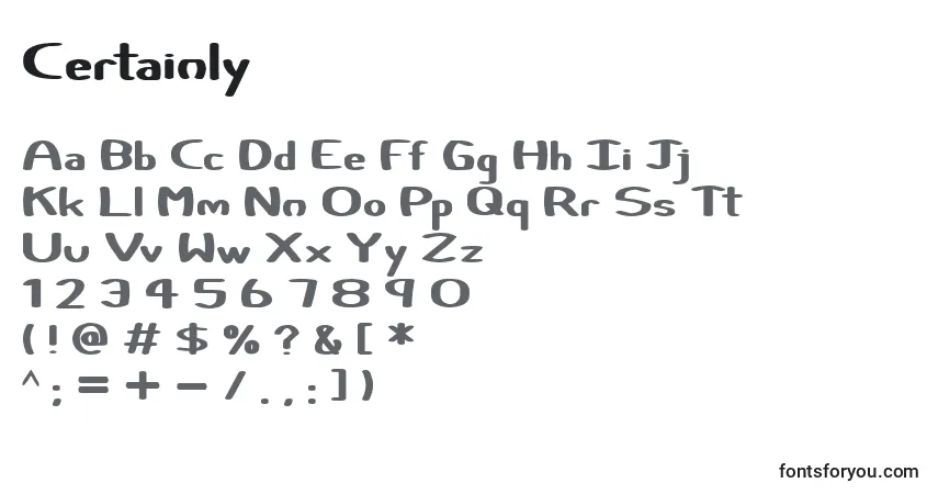 Schriftart Certainly (123043) – Alphabet, Zahlen, spezielle Symbole