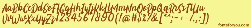 フォントCerthas Font by 7NTypes – 茶色の文字が黄色の背景にあります。