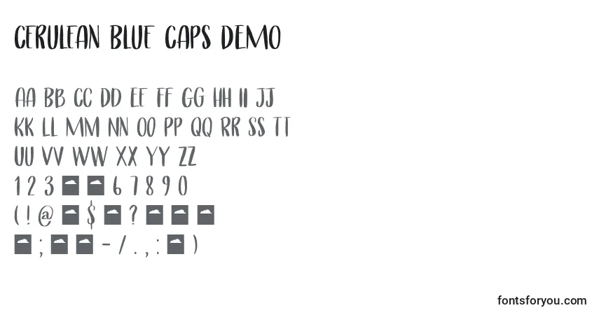 Cerulean Blue Caps DEMO Font – alphabet, numbers, special characters