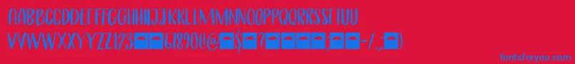Cerulean Blue Caps DEMO-Schriftart – Blaue Schriften auf rotem Hintergrund