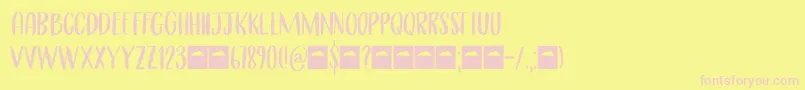 Cerulean Blue Caps DEMO-fontti – vaaleanpunaiset fontit keltaisella taustalla