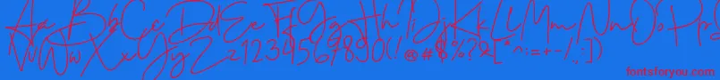 Cervanttis-Schriftart – Rote Schriften auf blauem Hintergrund