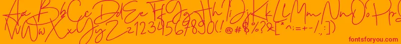 Cervanttis-Schriftart – Rote Schriften auf orangefarbenem Hintergrund